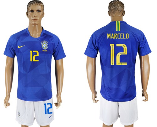 Brazil #12 Marcelo Away Soccer Country Jersey